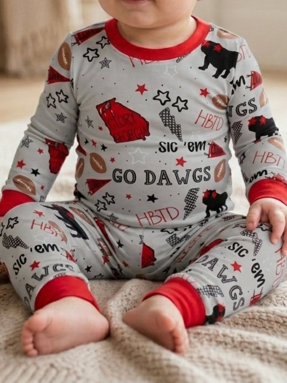 Bamboo Pajamas Baby 12M 2-Piece | Go Dawgs Style Football Print Set NWT Game Day